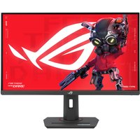 Black ASUS XG27UCS 27" monitor with 4K Ultra HD display, slim bezels, and ROG logo on screen.