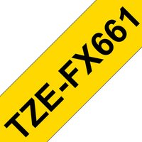 Yellow Brother TZE-FX661 label-making tape with bold black text.