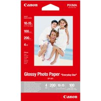 Canon GP-501 Glossy Photo Paper pack, red packaging, 4x6 inches, 100 sheets, family photo on front.
