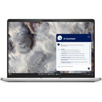 Silver Dell Pro 16 Plus laptop, 16-inch display, slim bezel, aluminum body, Windows 11 interface visible.