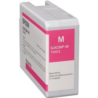 Epson C13T44C340 Original Magenta ink cartridge, white casing with pink label and model details.