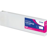 White Epson SJIC30P(M) ink cartridge for ColorWorks C7500G, magenta label with blue and pink accents.