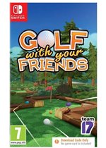 Colorful game box for "Golf with Your Friends" featuring a cartoonish golf scene, a white golf ball, and vibrant green landscapes, with the title prominently displayed.