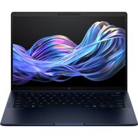 Blue HP EliteBook laptop with 14" display, sleek design, backlit keyboard, and vibrant screen graphics.
