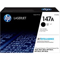 HP LaserJet 147A black toner cartridge box with blue and white branding and product details.