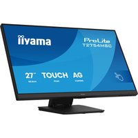 Black Iiyama 27" Full HD LED touchscreen monitor with slim bezels and sturdy stand.