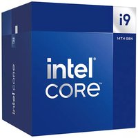 Blue Intel Core i9-14900F processor box with white text and 14th Gen label.