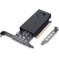 Black Lenovo NVIDIA RTX A4000 graphics card with 4 GB GDDR6, single fan, and four display ports.