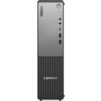 Black Lenovo ThinkCentre neo 55s SFF PC with vertical front panel, silver accents, multiple USB ports, and power button.