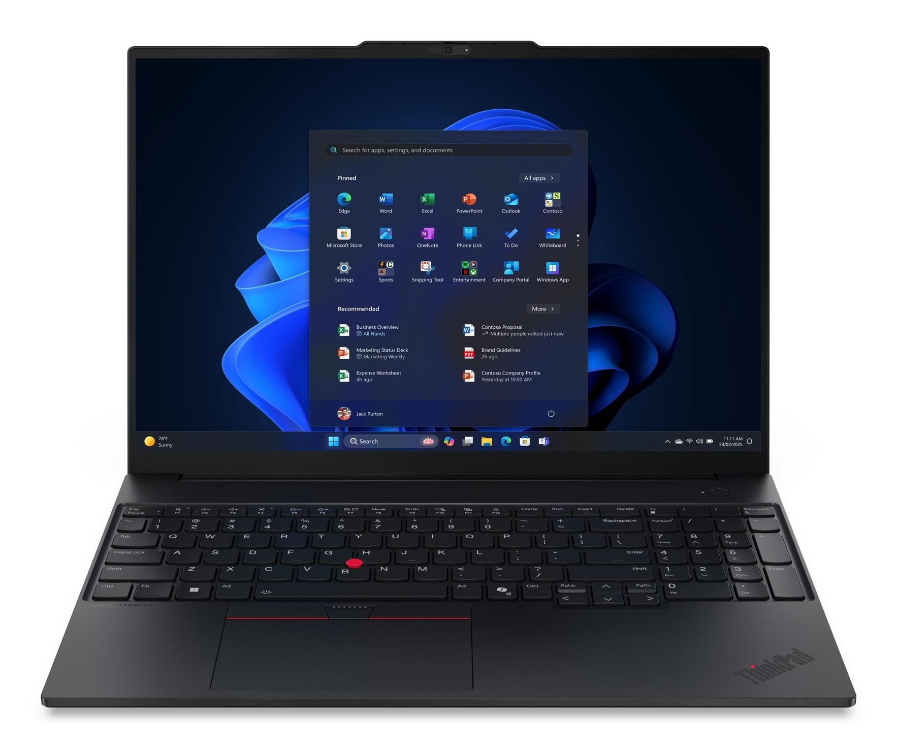 Lenovo ThinkPad E16 Gen 3 laptop with a sleek black chassis, featuring a 16-inch display at 1920 x 1200 resolution, 16 GB RAM, 512 GB storage, and Windows 11 Pro interface visible on screen.