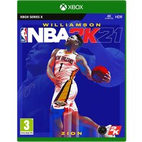 Xbox Series X NBA 2K21 game case featuring a basketball player in action on a blue background.