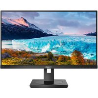 Black Philips 27" Full HD LCD monitor with thin bezels, displaying a vibrant landscape of mountains and a glacier.