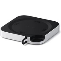 Silver Satechi ST-GNMMES laptop dock with USB-C port, rounded edges, and black top surface.