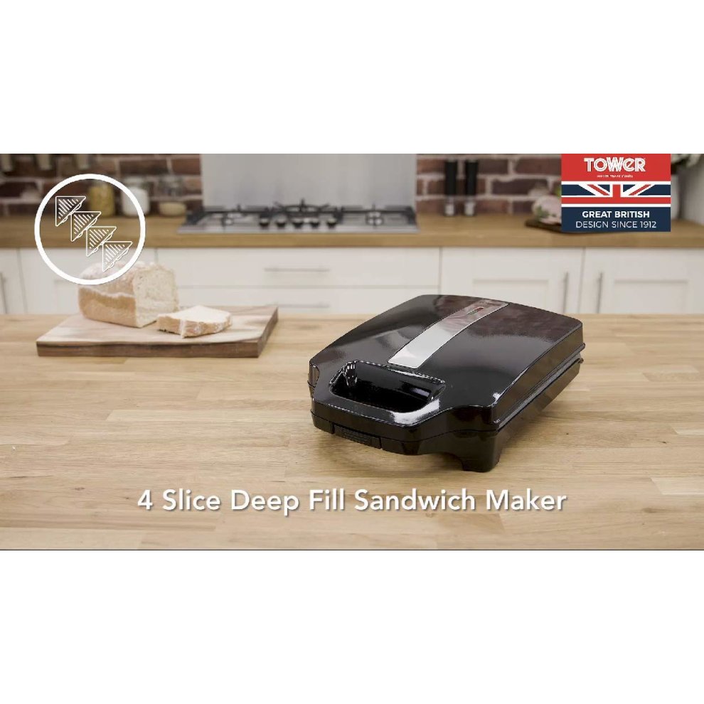 Tower 4 Slice Deep Fill Black Sandwich Maker - image 5