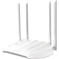 White TP-Link AC1200 wireless access point with four antennas and LED indicators on the front.