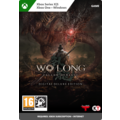 The digital game cover features a dark, dramatic background with a warrior fighting a dragon, showcasing the title "Wo Long: Fallen Dynasty" in bold letters and a red accent.