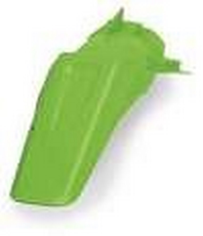 Bright green rear fender designed for Kawasaki KXF 250/450 models from 2006 to 2008, featuring a sleek, aerodynamic shape and durable plastic material.