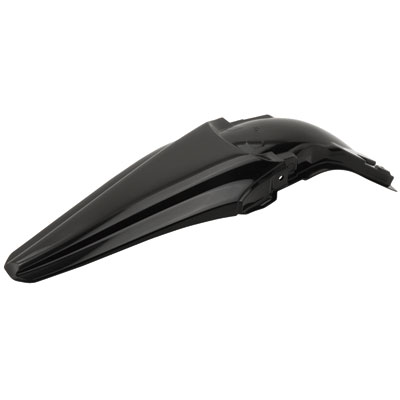 Black plastic rear fender designed for Acerbis, compatible with Kawasaki KXF250 (2013-16) and KXF450 (2012-15), featuring a sleek, aerodynamic shape.