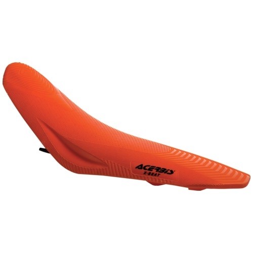 Acerbis X-Seat complete soft seat in vibrant orange, featuring a textured surface and ergonomic design, compatible with KTM EXC/EXC-F 2012-16 and SX/SXF 2011-15 models.