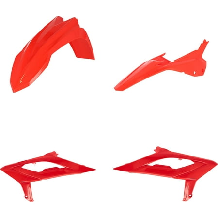 Acerbis Standard Plastics Kit in vibrant red for Beta RR models 125-480 (2023-2024), featuring durable plastic fenders and side panels with sleek, aerodynamic designs.
