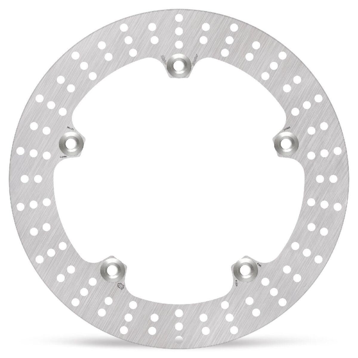 Silver stainless steel floating front brake disc with a circular design, featuring multiple drilled holes and six mounting points, designed for BMW R 1200 GS models from 2006 to 2013.