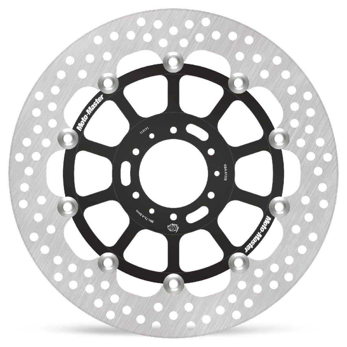 Floating brake disc featuring a silver stainless steel surface with a black anodized aluminum center, designed for Honda CB 1100 EX 2014-2016 with spoked wheels.