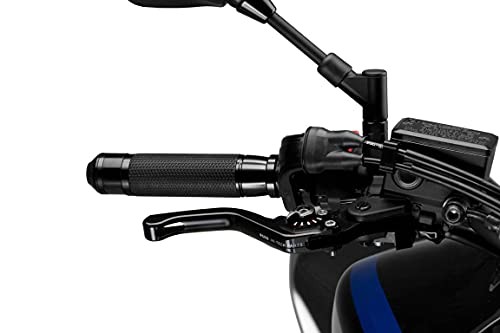 Puig Short V3 Brake Lever in black for Ducati 1098 (2007-2008), featuring a sleek design and a black selector, mounted on a motorcycle handlebar with textured grip.