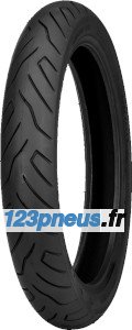 Black motorcycle tyre with a smooth tread pattern, labeled "Shinko 999 Front TL 67H 130/60B19," designed for enhanced grip and performance on the road.
