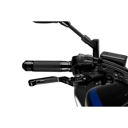 Puig Extendable Folding V3 Brake Lever in black, featuring a sleek design with a textured grip and adjustable extender, specifically designed for Ducati 1098 models from 2007-2008.