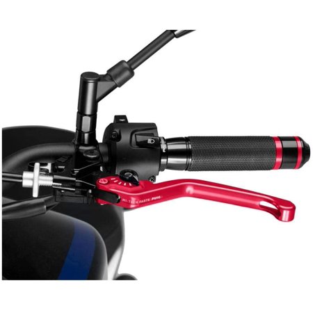 Red Puig Fixed V3 Clutch Lever designed for Ducati 1098 (2007-2008), featuring a sleek aluminum construction and ergonomic design, mounted on a black motorcycle handlebar.