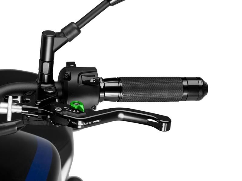 Puig Short V3 Clutch Lever in black with a green selector, designed for Ducati 1098 (2007-2008), featuring a sleek, ergonomic design and textured grip.