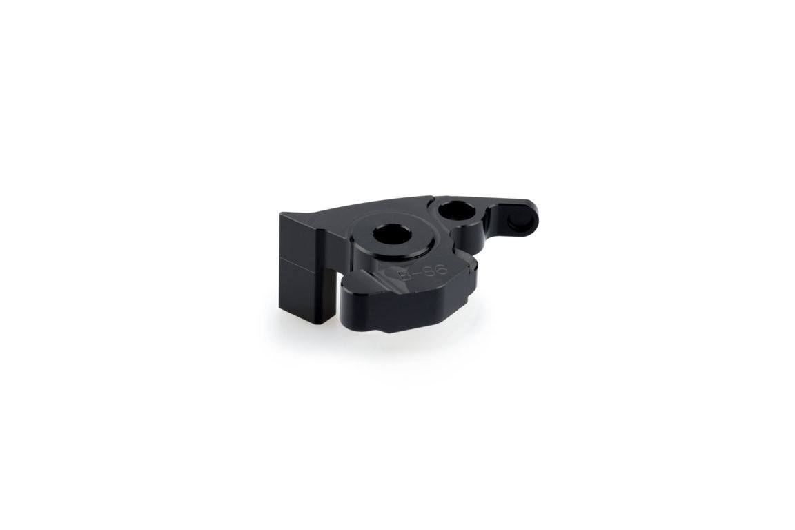Black Puig brake lever adaptor for Yamaha MT-125 (2020-2025), featuring a durable design with precise cutouts for easy installation and optimal performance.