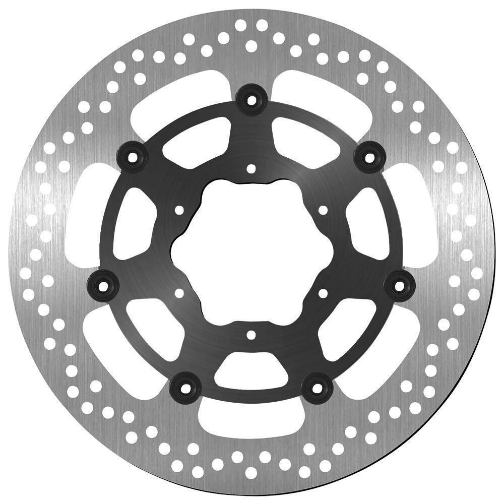 SBS stainless steel front brake disc featuring a black and silver design, with a circular shape, multiple drilled holes, and a distinctive six-bolt pattern for Honda CBR 1000 RR 2006-2007.