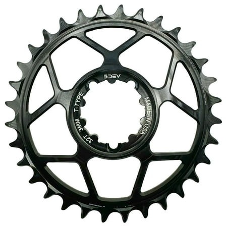 Black 5DEV 3-bolt direct mount T-Type aluminium chainring, featuring 30 teeth and a lightweight design, with "MADE IN USA" engraved on the inner side.