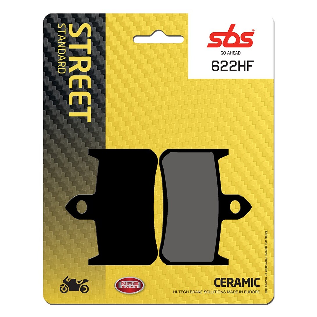 Black ceramic organic front brake pads for Honda CB1000F (1993-1996), packaged on a yellow and black card with carbon fiber texture and SBS branding.