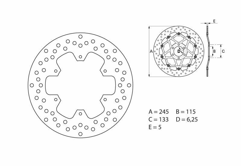 Brembo BREMBO 68B407C9 Brake Disc PRIME - Serie-Oro - Fixed Disc Front and Rear, Perforated