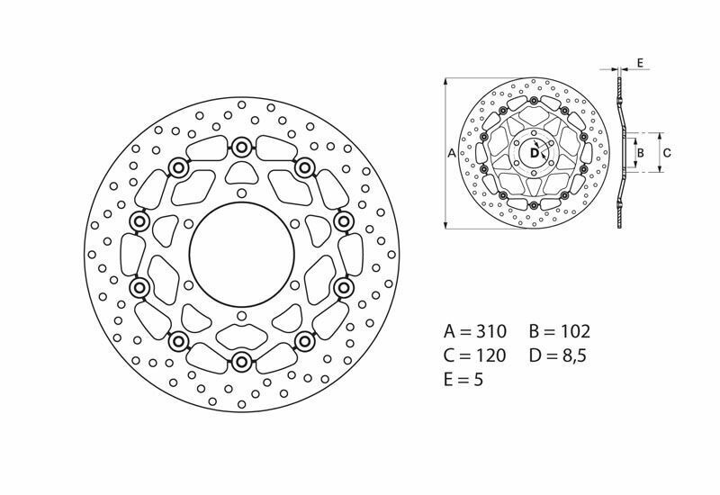 Brembo BREMBO 78B40863 Brake Disc PRIME - Serie-Oro - Floating Disc Front, Floating