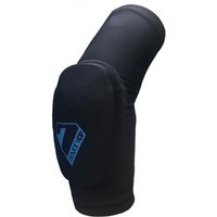 Black 7Protection Transition Kids Knee Pads with blue logo, sleek design, and cushioned impact area.