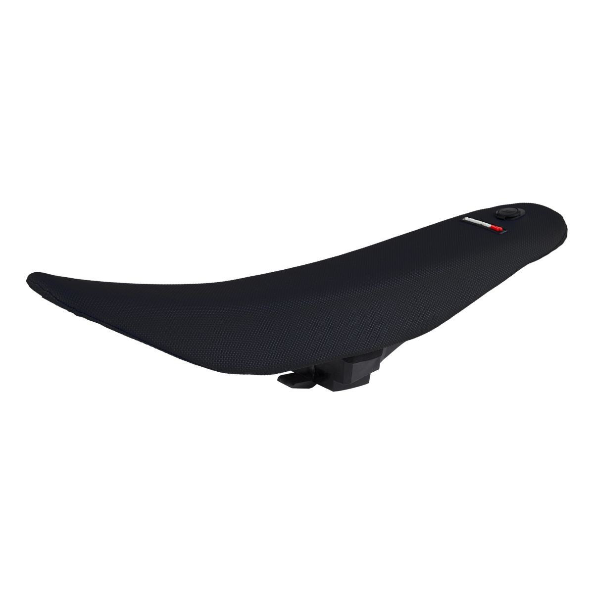Black PMD seat designed for Yamaha YZ 125/250 (2022-2025), featuring a textured surface, streamlined shape, and a mounting point for easy installation.