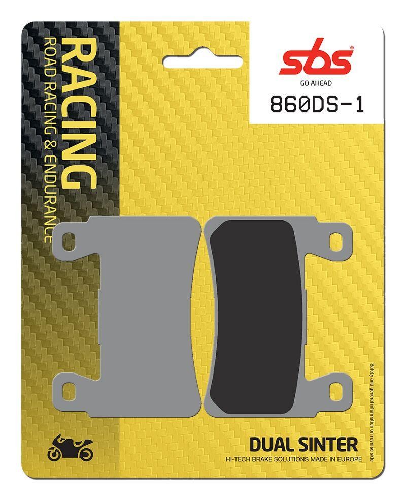 SBS 860DS-1 dual sintered front brake pads for Harley Davidson XR1200, featuring a grey and black color scheme, designed for high-performance braking.