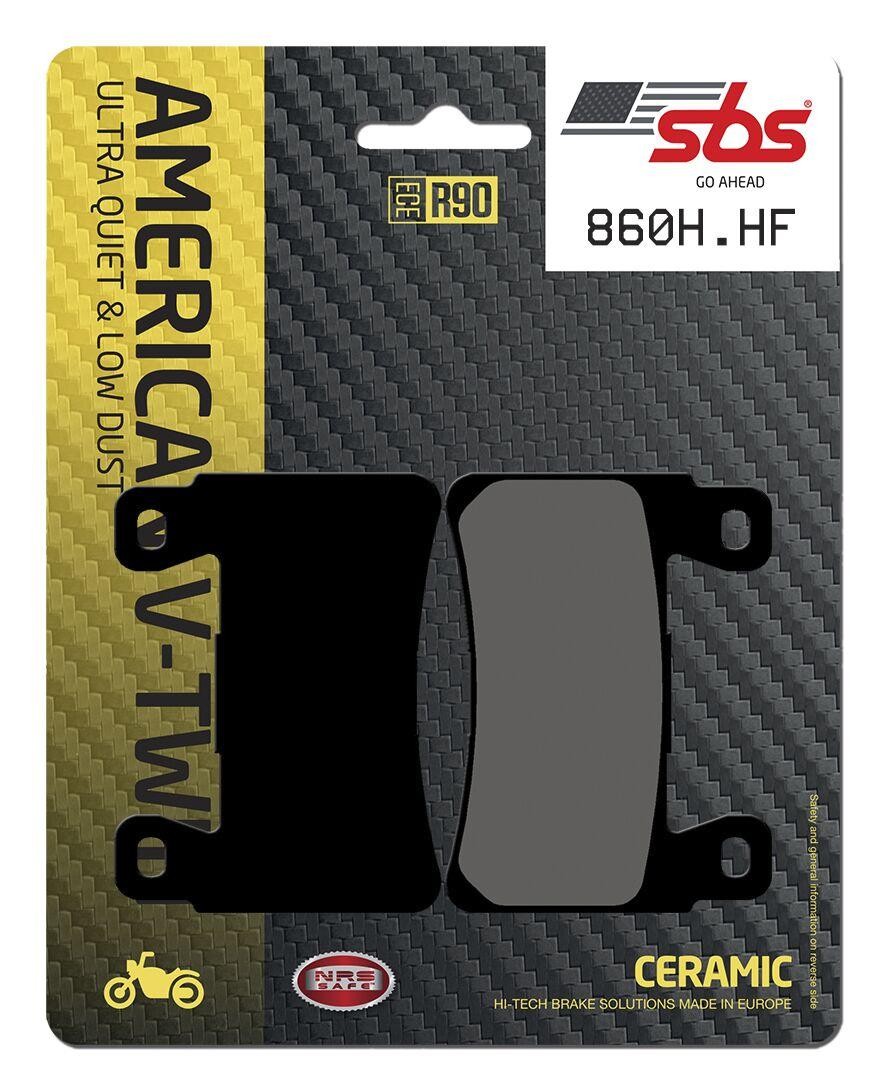 Black ceramic brake pads designed for Harley Davidson FLDE 1750 (2018-2019), featuring a sleek, low-dust design, packaged with a carbon fiber pattern background.