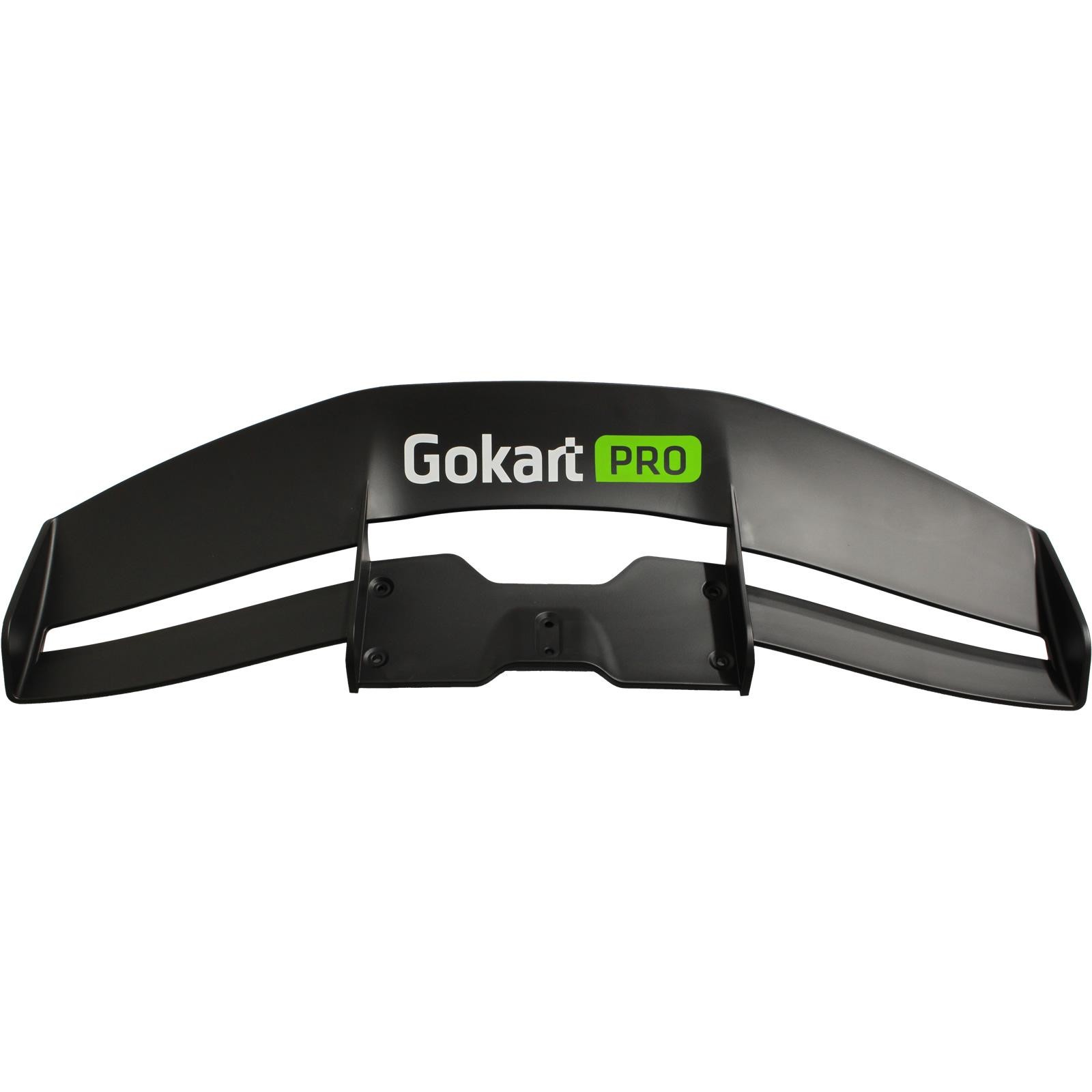 Black plastic rear wing for Ninebot Gokart Pro, featuring a sleek design with "Gokart PRO" logo in green, designed for tail protection.