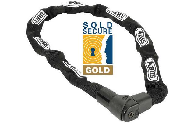 Black Abus City Chain 1010 lock, 85cm, with durable chain cover and secure locking mechanism, Sold Secure Gold certified.
