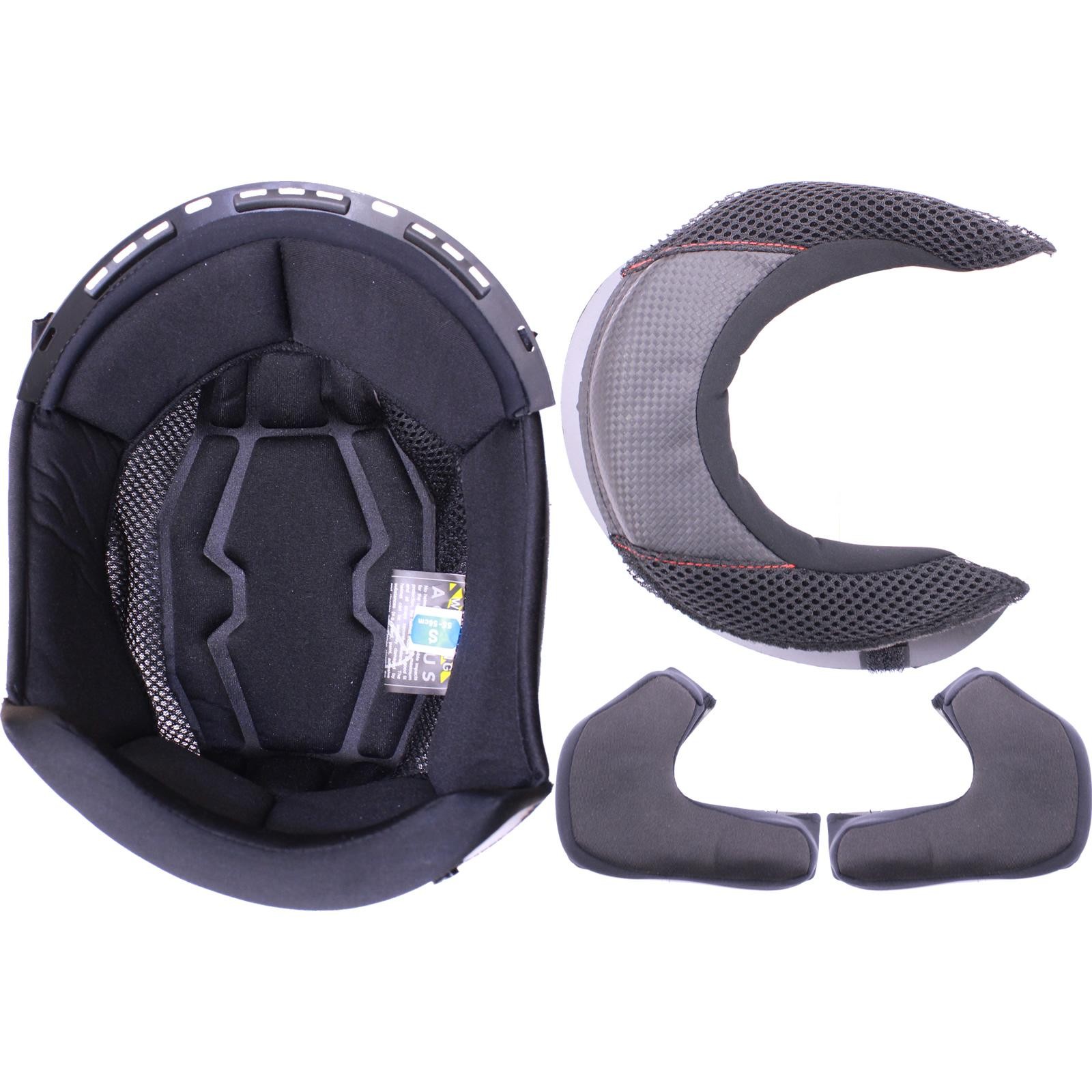 Black and gray Agrius Fury replacement helmet liner featuring a padded interior, mesh sections for ventilation, and removable cheek pads for a customizable fit.