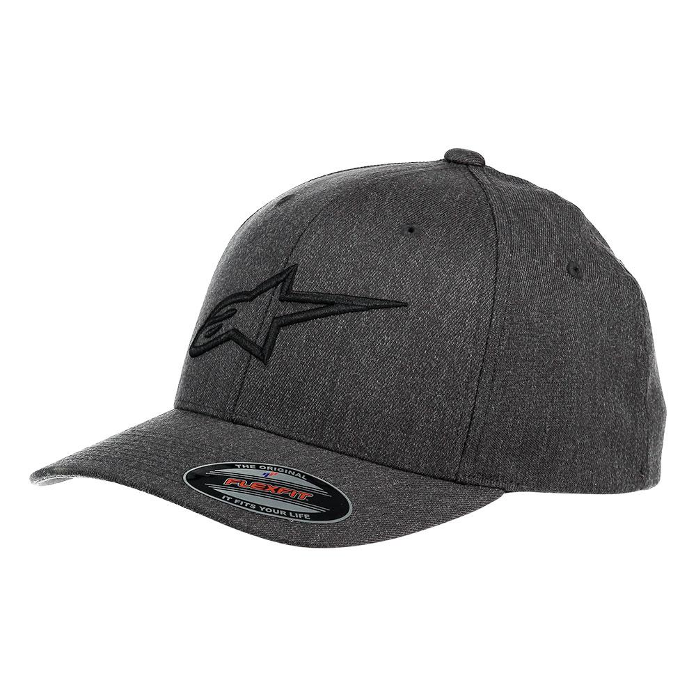 Charcoal heather cap featuring a curved brim, embroidered Alpinestars logo in black, and adjustable sizing for XXL/3XL.