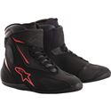 Black Alpinestars Fastback 2 Drystar motorcycle shoes for men, size 46, featuring a sleek design, red accents, and a durable material for protection and comfort.