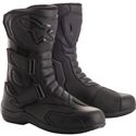 Black Alpinestars Radon Drystar boots in size 45 EU, featuring a sturdy design, reinforced panels, and adjustable straps for a secure fit.