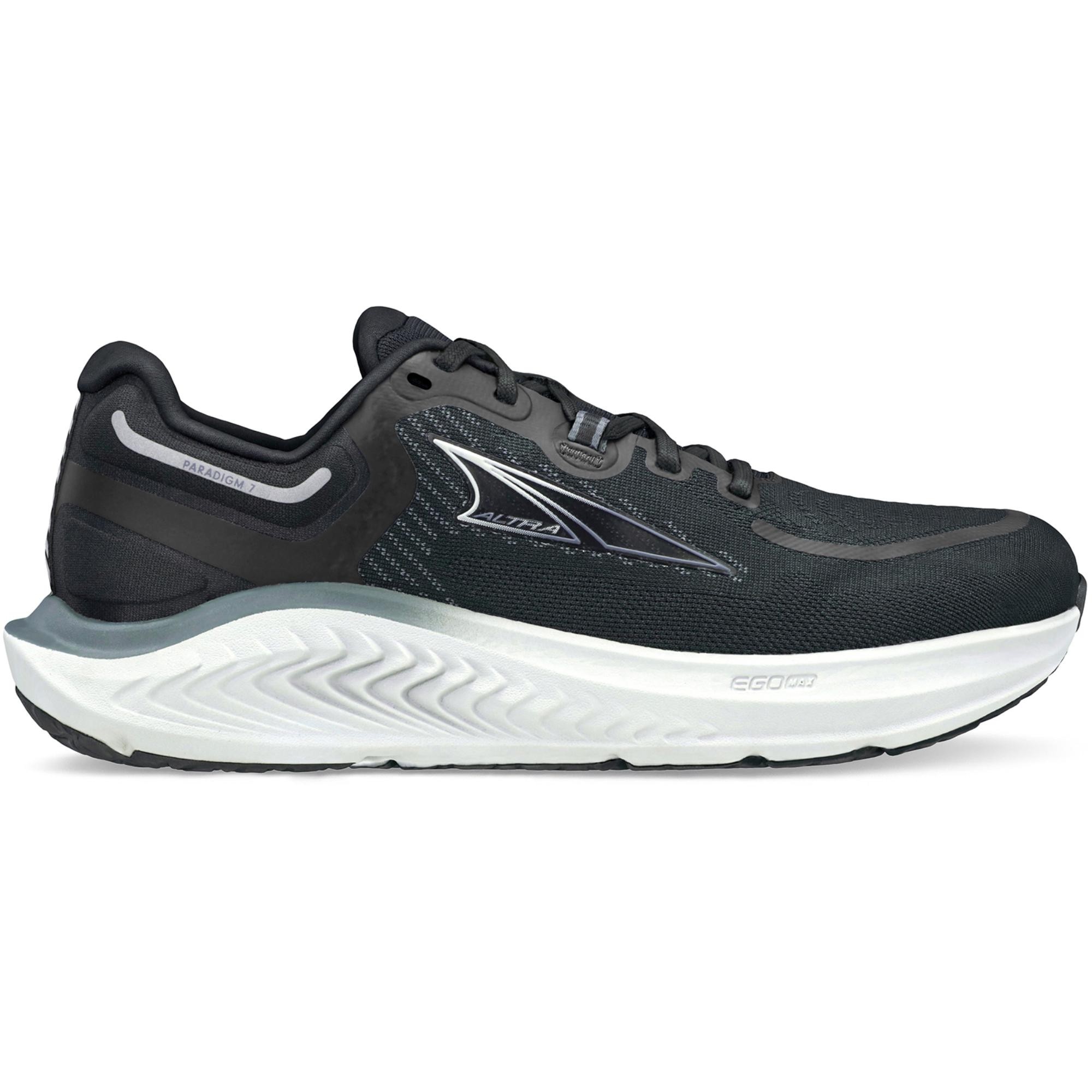 Purple and black women's Altra Paradigm 7 running shoes feature a cushioned sole, breathable mesh upper, and a sleek design, size 10.