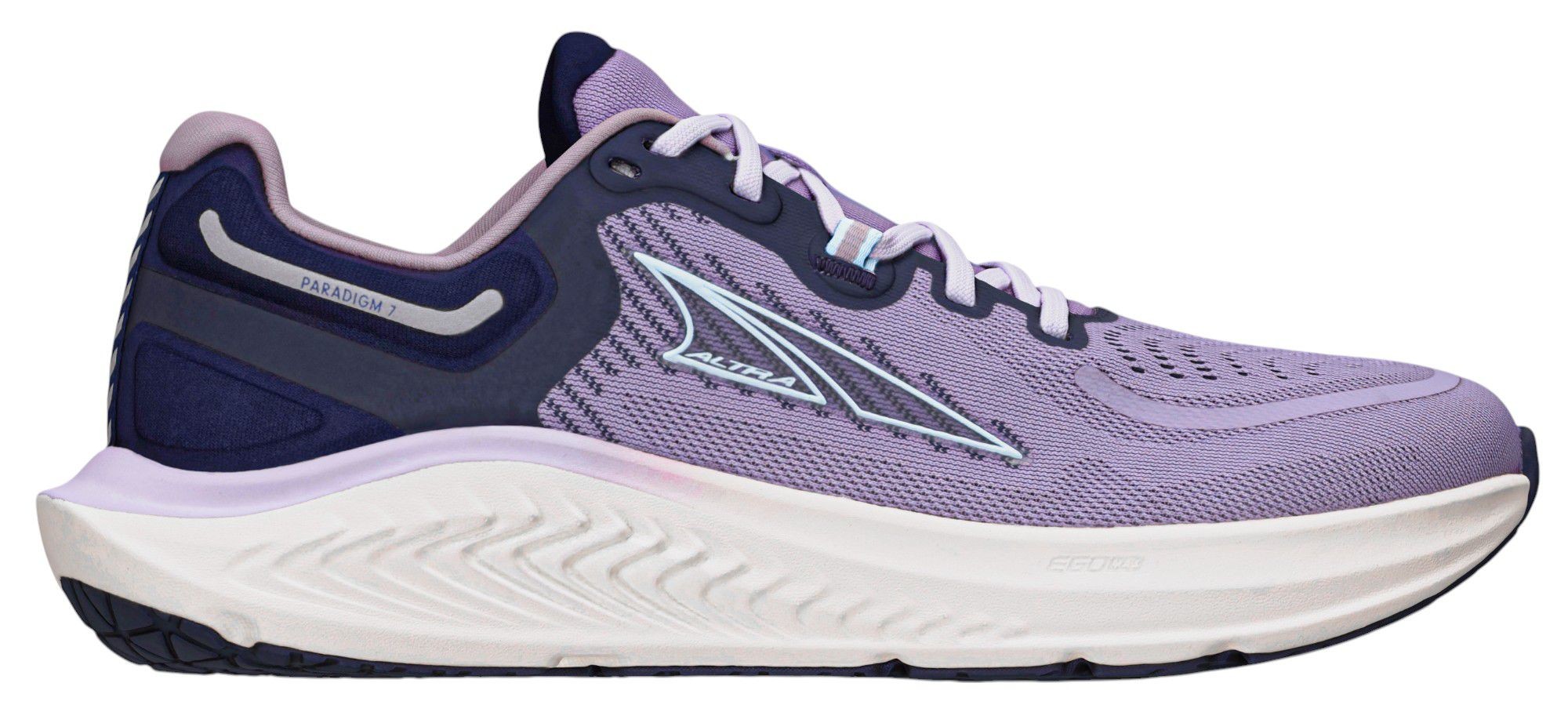 Purple Altra Paradigm 7 women's running shoe featuring a breathable mesh upper, cushioned sole, and reflective detailing, size 6.5.
