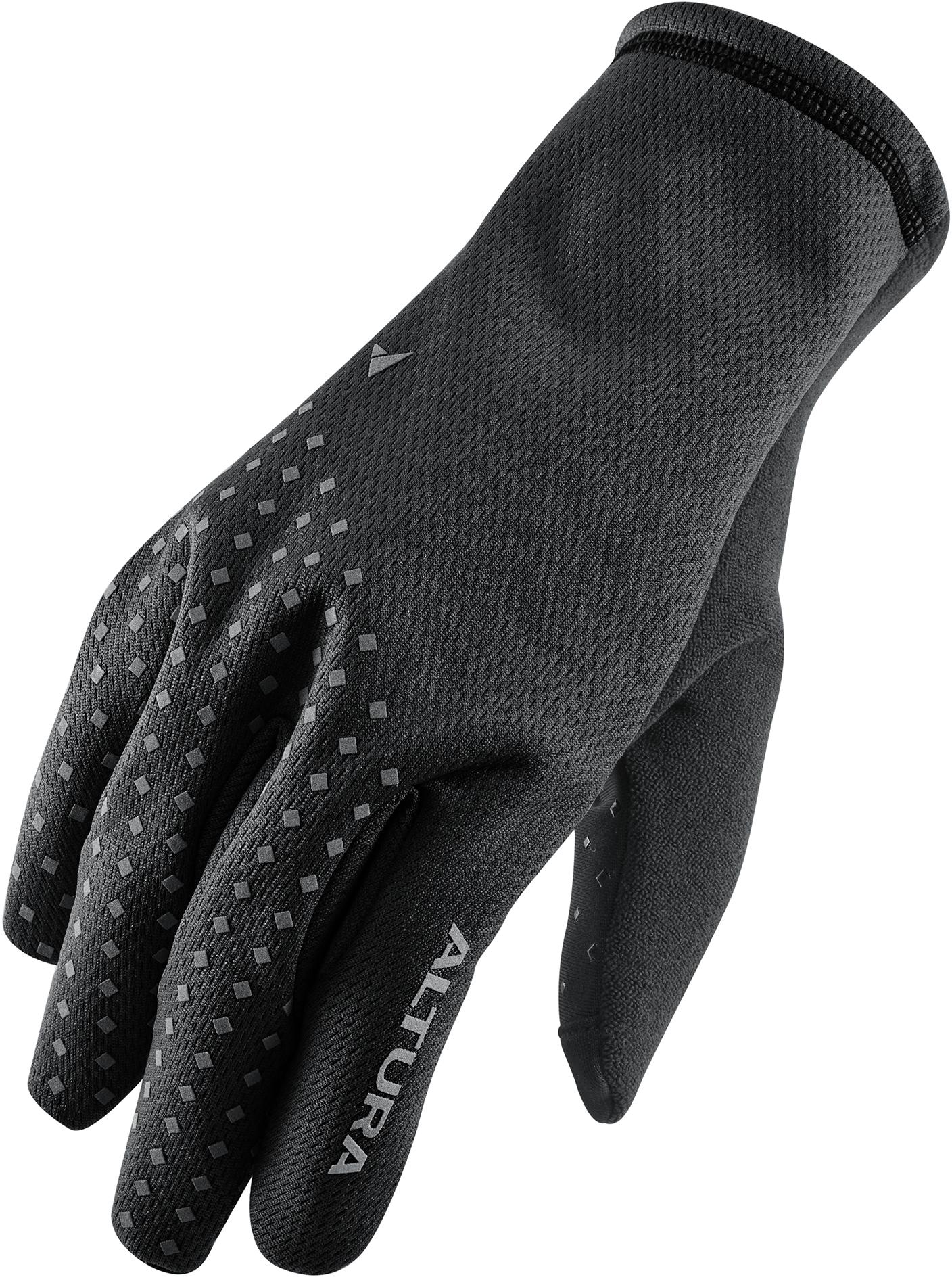 Black Altura fleece waterproof gloves with reflective dots and logo, XL size.